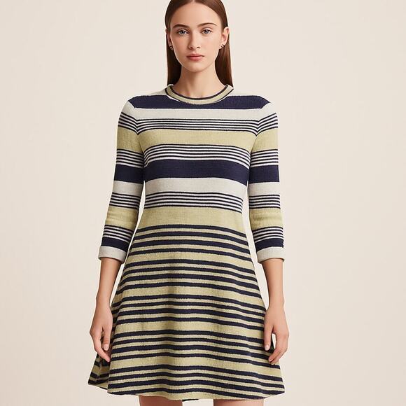 Saturday Sunday Dresses & Skirts - Saturday Sunday Anthropologie Striped Knit Dress XL Textured Fit & Flare
